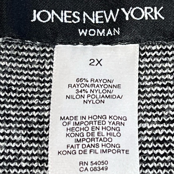 JONES NEW YORK Woman Long Sleeve Black White Sweater Top Sz 2X - Picture 15 of 16